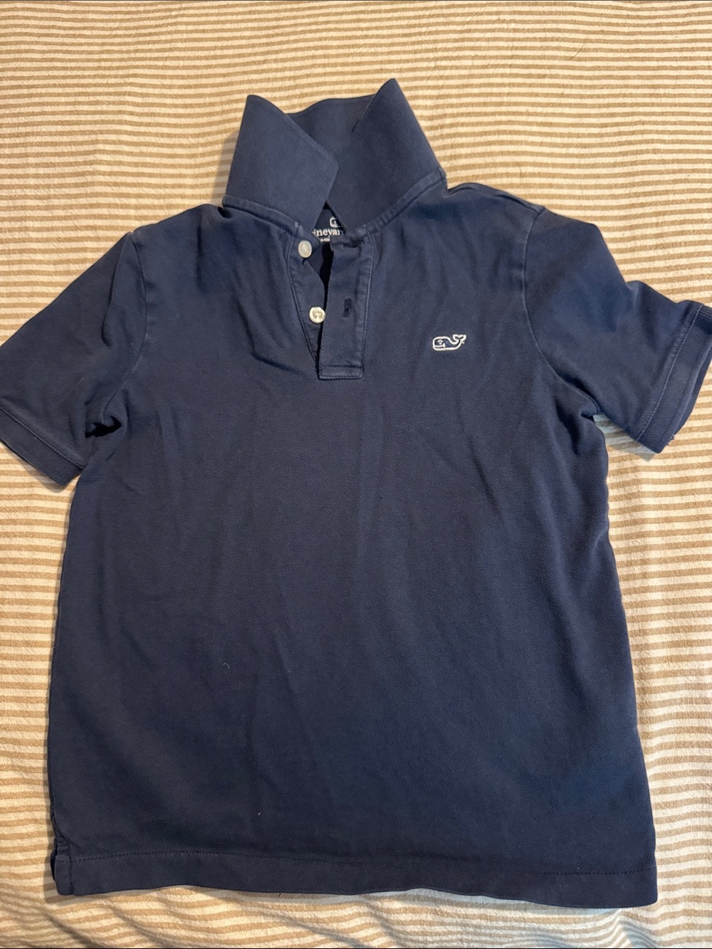 Vineyard Vines Navy Short Sleeve Polo with Whale Logo